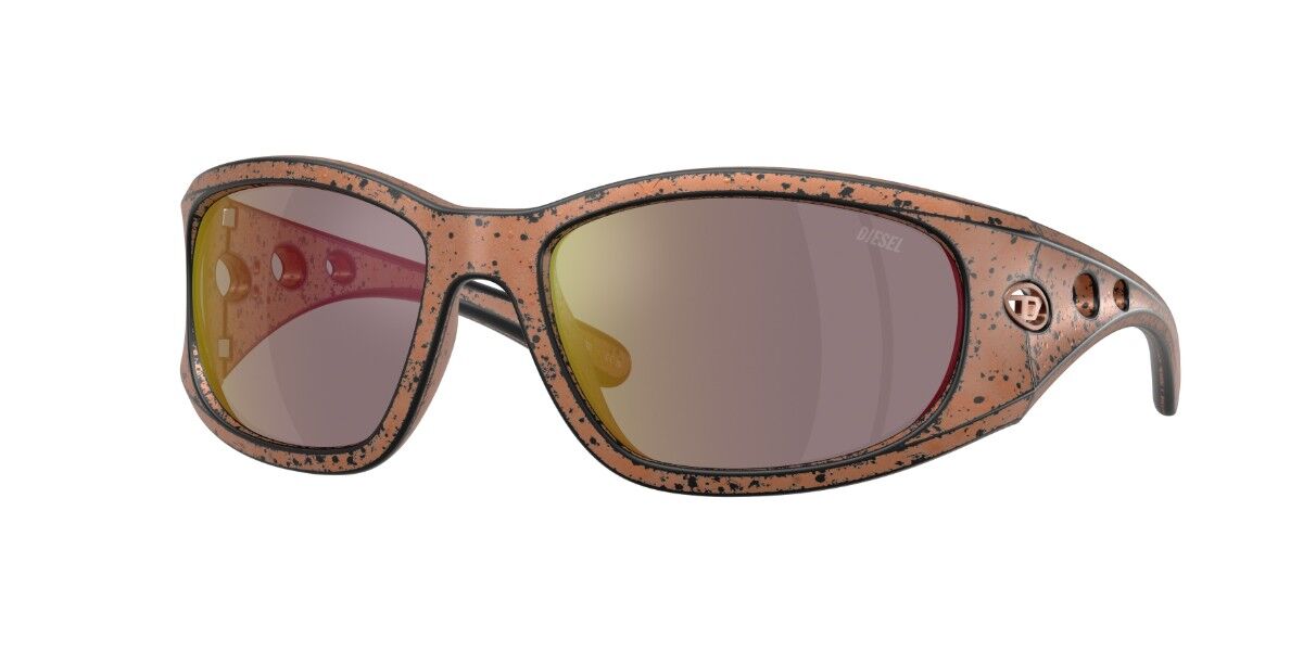 Diesel DL3012U 20114Z, Brown frame, Gold Pink Full Multilayer Grey Mirror lenses