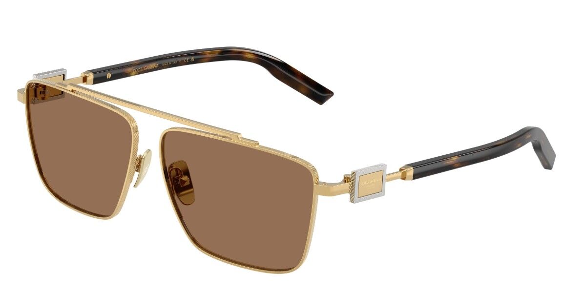 Dolce & Gabbana DG2336 02/73, Gold frame, Dark Brown lenses