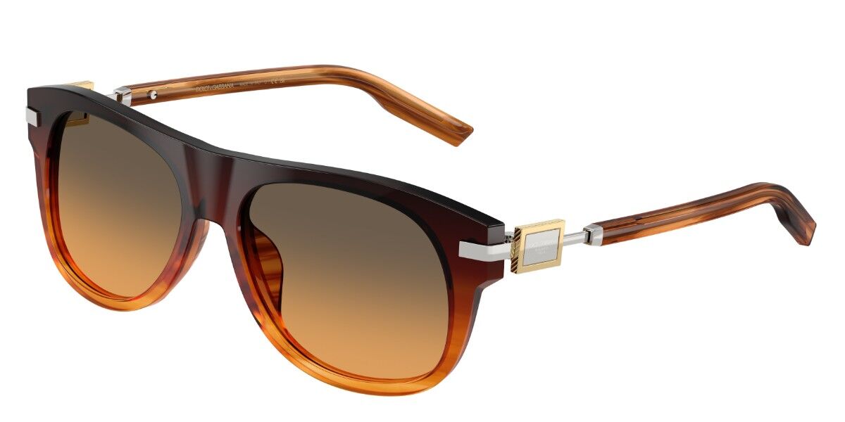 Dolce & Gabbana DG4546 348618, Brown frame, Gradient Light Green Orange lenses
