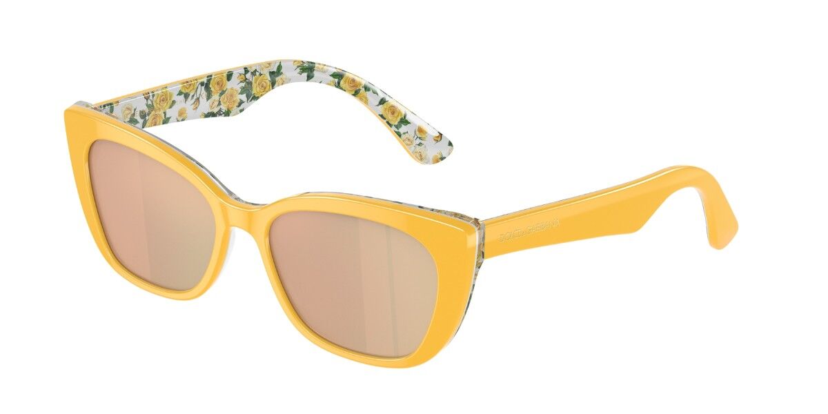 Dolce & Gabbana DX4427 Kids 34437J, Yellow frame, Pink Orange Mirror lenses