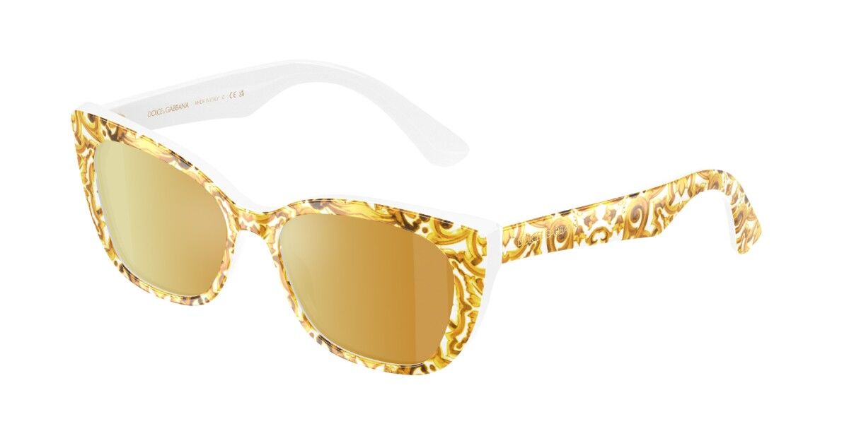 Dolce & Gabbana DX4427 Kids 34347P, Yellow frame, Brown Gold Mirror lenses