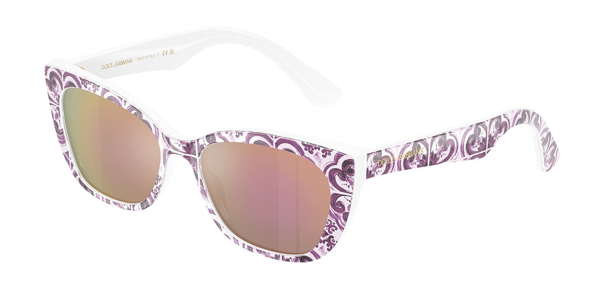 Dolce & Gabbana DX4427 Kids 34595R, White frame, Dark Grey Full Multilayer Pink Mirror lenses