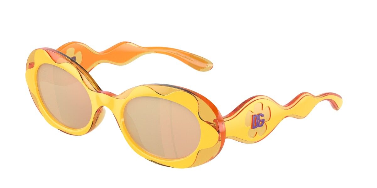 Dolce & Gabbana DX6005 Kids 33347J, Yellow frame, Pink Orange Mirror lenses
