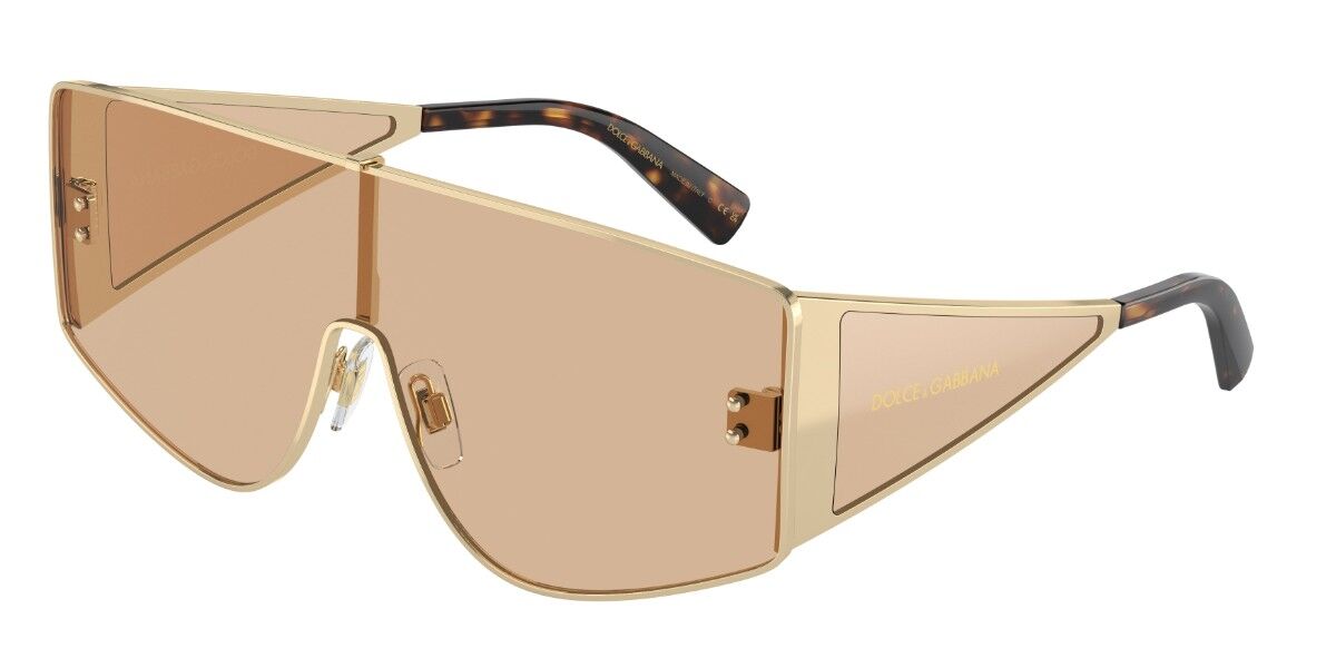 Dolce & Gabbana DG2305 13655A, Gold frame, Light Brown Gold Flash Mirror lenses