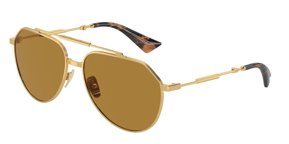 Dolce & Gabbana DG2302 02/53, Gold frame, Brown lenses