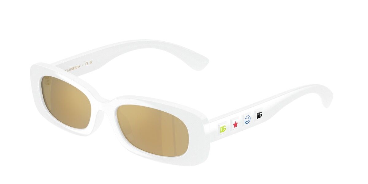 Dolce & Gabbana DX6006U Kids 33127P, White frame, Brown Multilayer Gold Full Mirror lenses