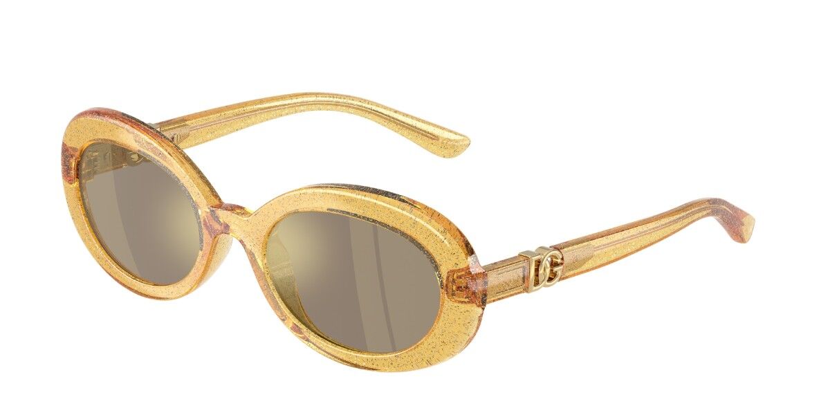 Dolce & Gabbana DX6007U Kids 34555A, Yellow frame, Solid Light Brown Gold Mirror lenses