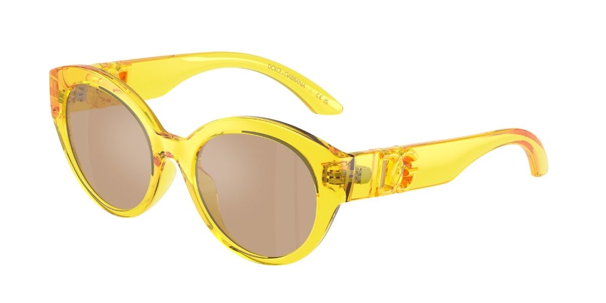 Dolce & Gabbana DX6010 Kids 333474, Yellow frame, Light Orange Full Multilayer Silver Mirror lenses