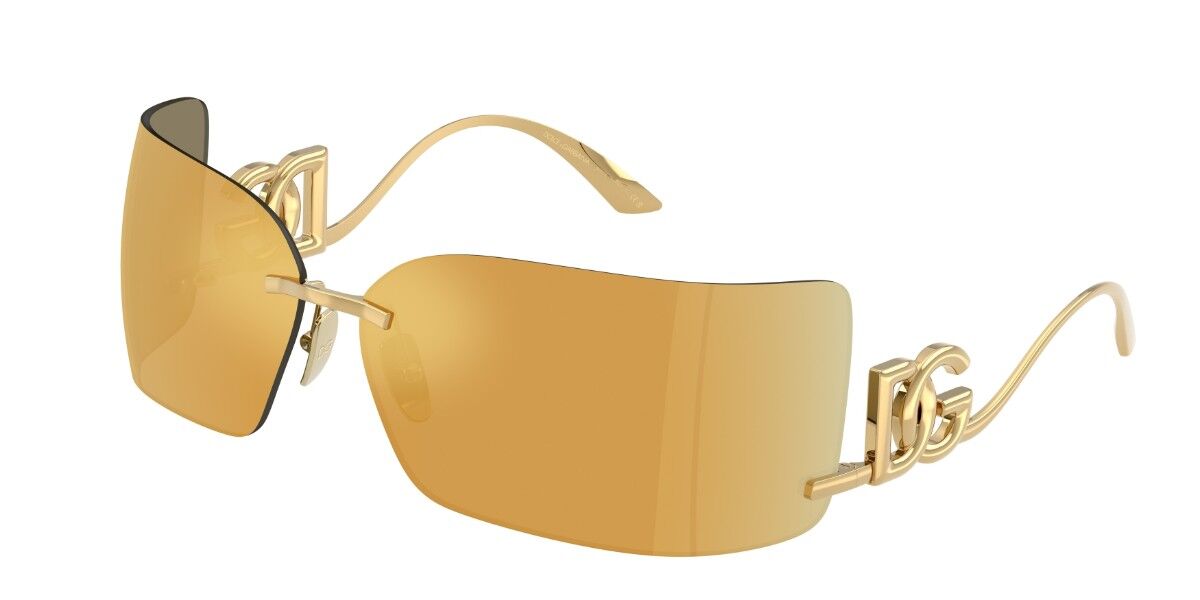 Dolce & Gabbana DG2319 02/5A, Gold frame, Brown Multilayer Gold Full Mirror lenses