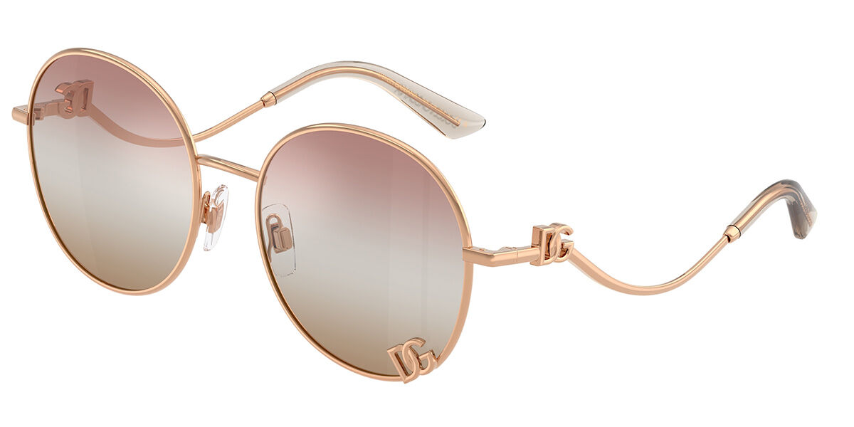 Dolce & Gabbana DG2324 1298EL, Gold frame, Pink Full Internal Multilayer Brown Mirror lenses