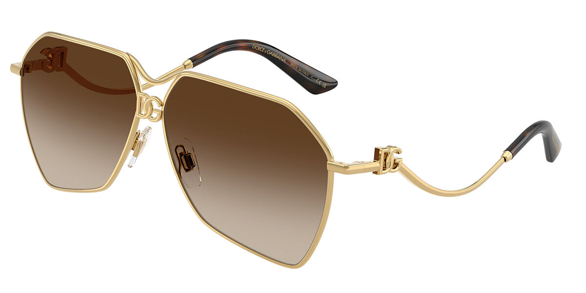 Dolce & Gabbana DG2326 02/13, Gold frame, Gradient Dark Brown lenses