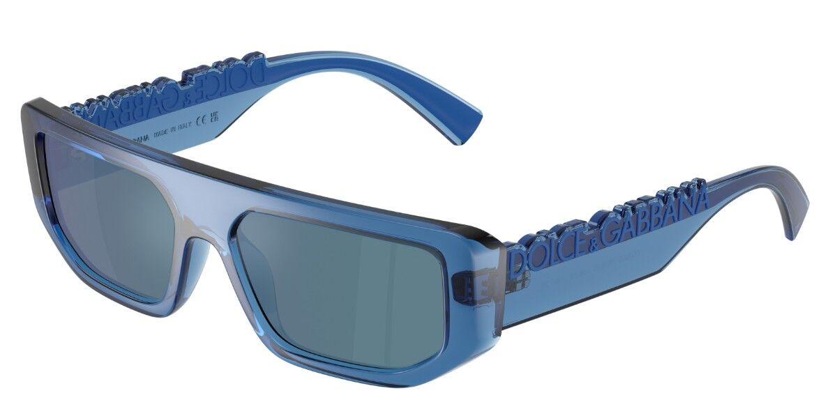 Dolce & Gabbana DG6203 300925, Blue frame, Blue Full Multilayer Dark Grey Mirror lenses