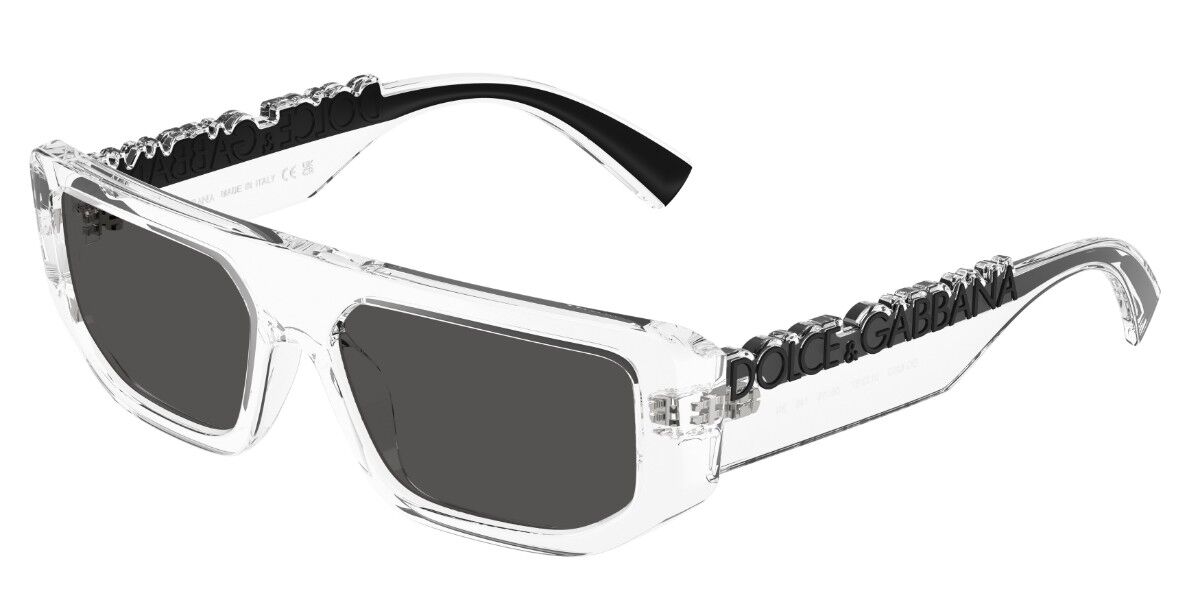 Dolce & Gabbana DG6203 313387, Clear frame, Dark Grey lenses