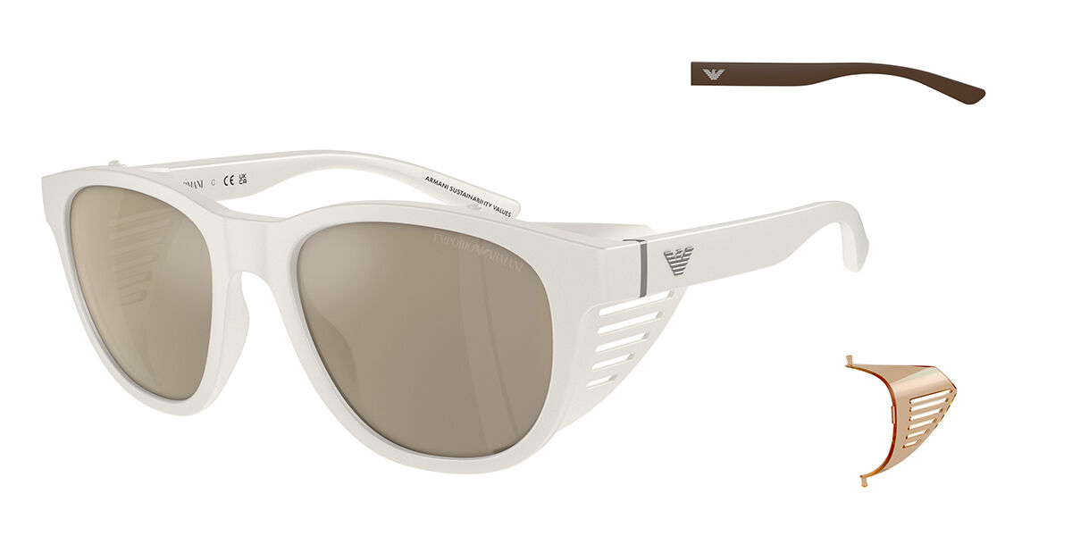Emporio Armani EA4216U 53445A, White frame, Brown Gold Mirror lenses