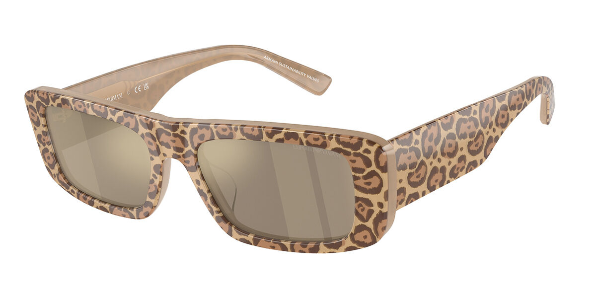 Emporio Armani EA4229U 61195A, Brown frame, Light Brown With Gold Mirror lenses
