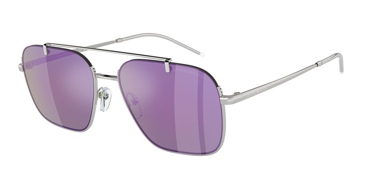Emporio Armani EA2150 30154V, Silver frame, Violet Grey Mirror lenses