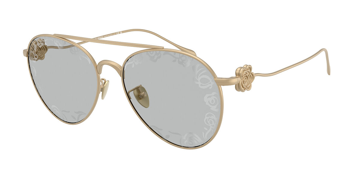 Giorgio Armani AR6167 3002AL, Gold frame, Light Grey Tampo Flower Silver lenses