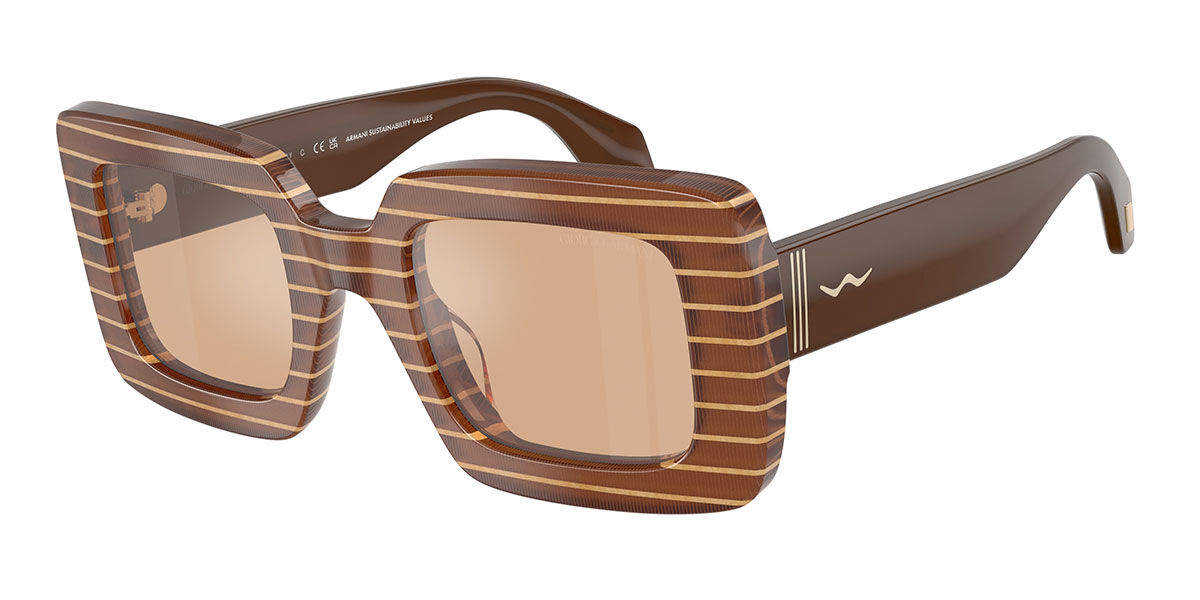 Giorgio Armani AR8241U Polarized 63112S, Brown frame, Orange Mirror Silver Polarized lenses