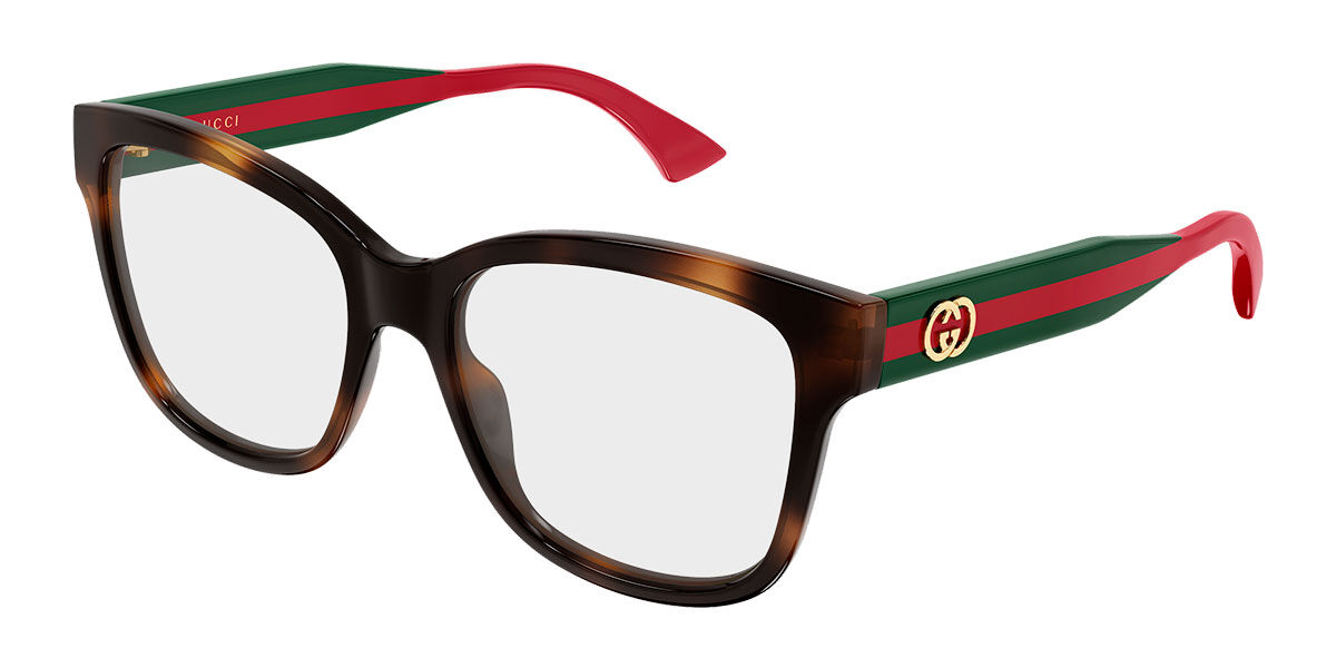 Gucci GG0038OANN Asian Fit 002 Women's Eyeglasses Tortoiseshell Size 54 (Frame Only) - Blue Light Block Available