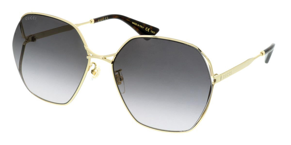 Gucci GG0818SA Asian Fit 001, Gold frame, Gradient Grey lenses