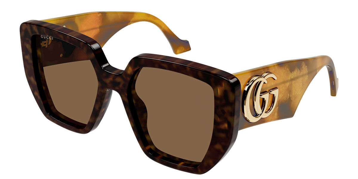 Gucci GG0956S 012, Tortoiseshell frame, Brown lenses