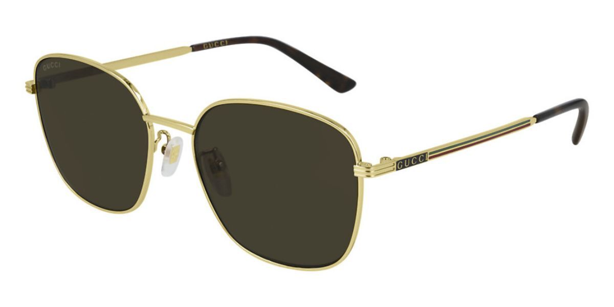 Gucci GG0837SK Asian Fit 002, Gold frame, Brown lenses