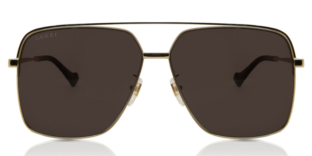 Gucci GG1099SA Asian Fit 003, Gold frame, Dark Brown lenses