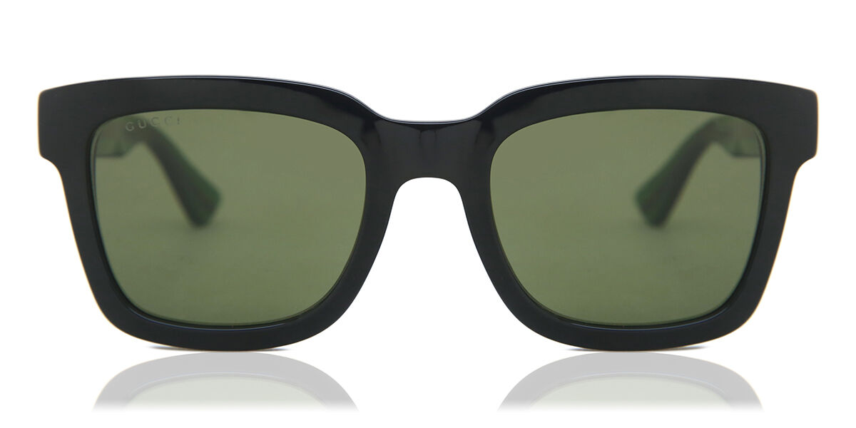 Gucci GG0001SN 002, Black frame, Green lenses