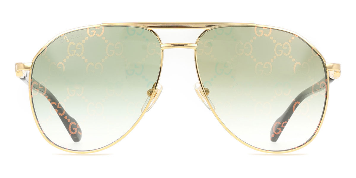Gucci GG1220S 004, Gold frame, Green lenses