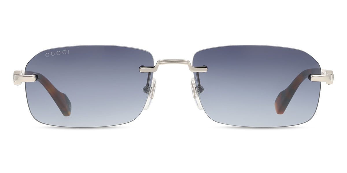 Gucci GG1221S 007, Silver frame, Blue lenses