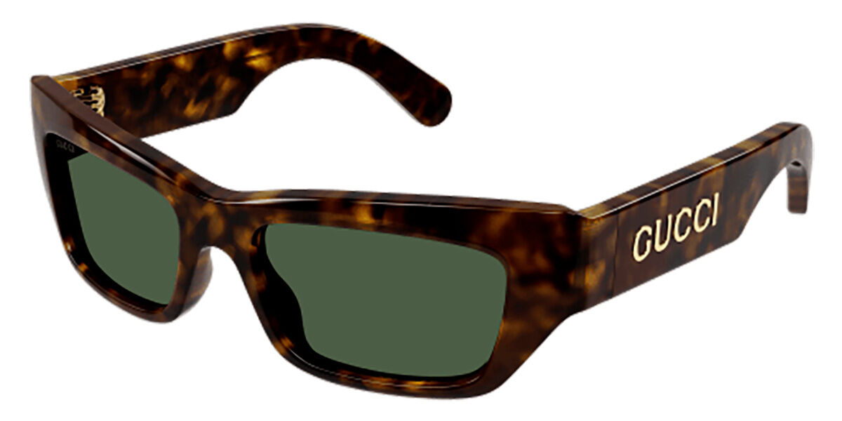 Gucci GG1296S 004, Tortoiseshell frame, Solid Bottle Green lenses