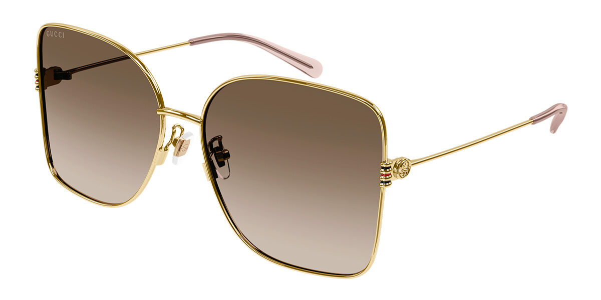 Gucci GG1282SA Asian Fit 003, Gold frame, Brown lenses