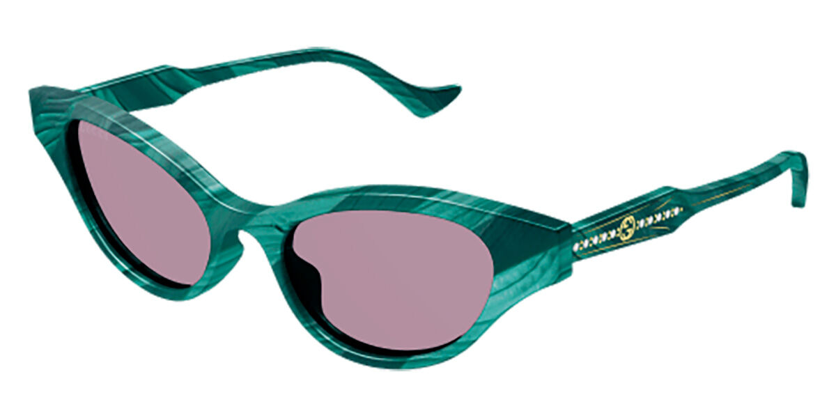 Gucci GG1298S Asian Fit 003, Green frame, Violet lenses