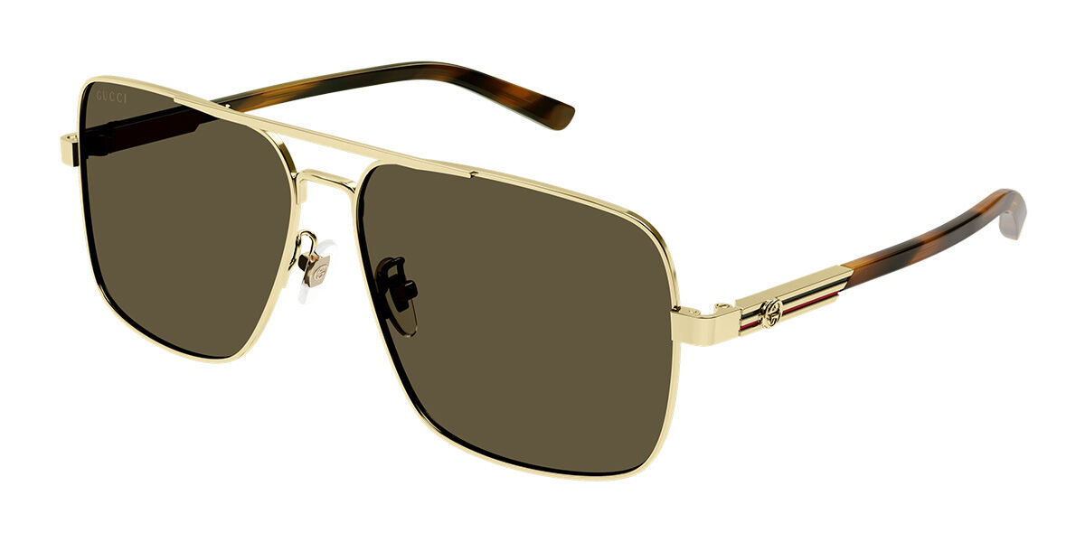 Gucci GG1289S 002, Gold frame, Brown lenses