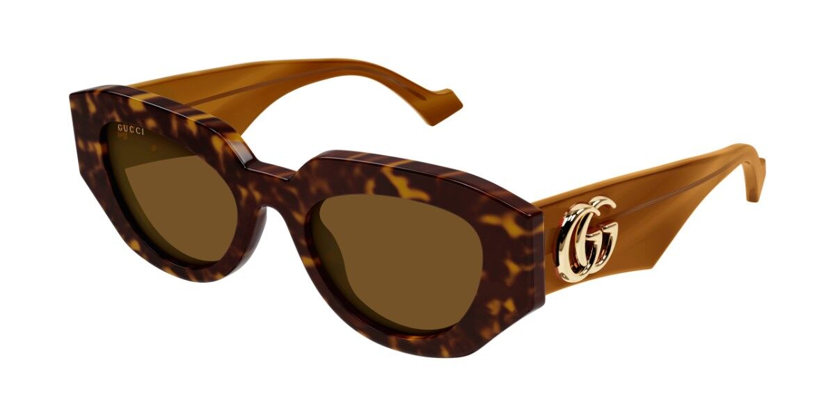Gucci GG1421S 009, Tortoiseshell frame, Brown lenses