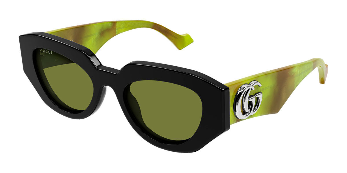 Gucci GG1421S 010, Black frame, Green lenses