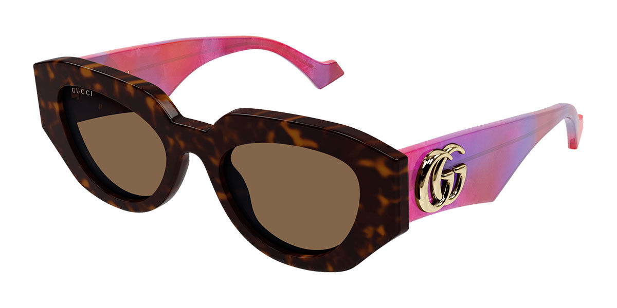 Gucci GG1421S 011, Tortoiseshell frame, Brown lenses