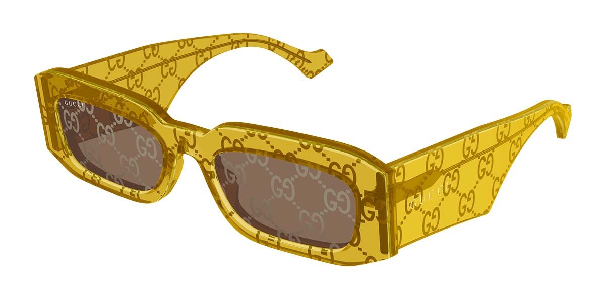 Gucci GG1426S 007, Yellow frame, Brown lenses