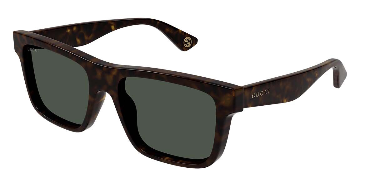 Gucci GG1618SA Asian Fit 002, Tortoiseshell frame, Green lenses
