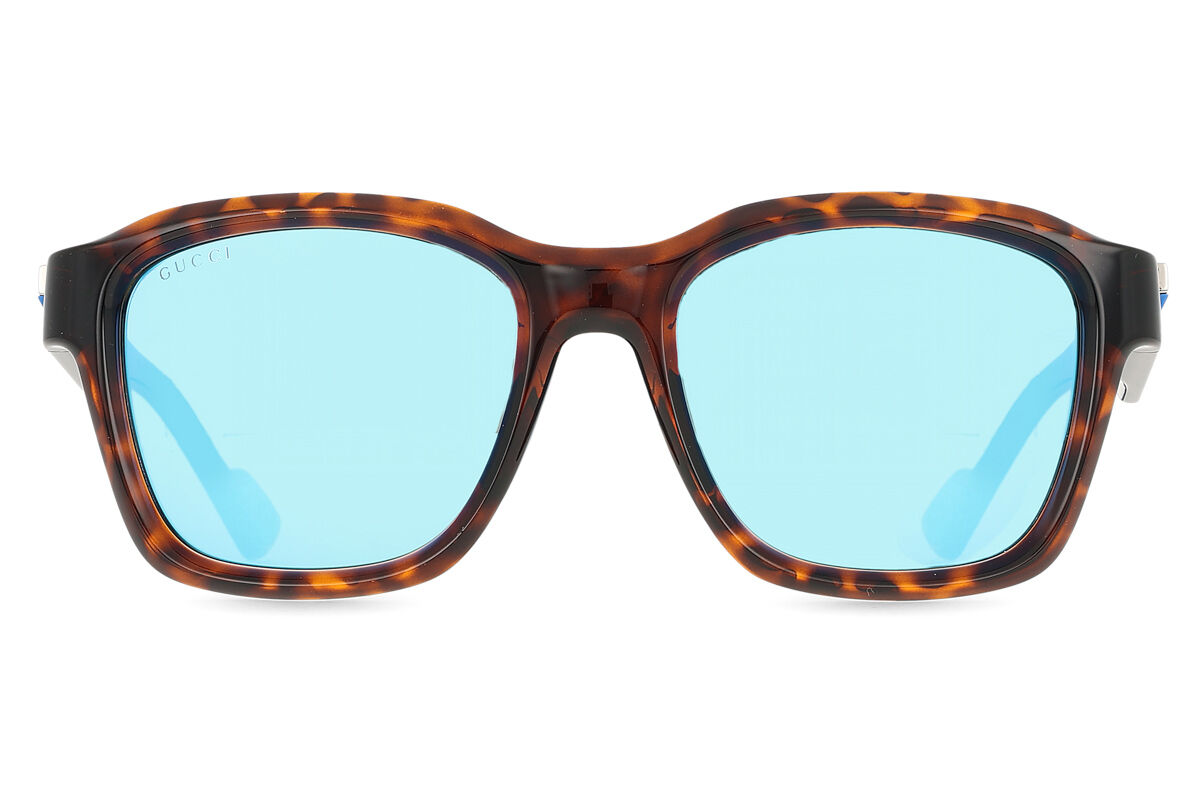 Gucci GG1640SA Asian Fit 002, Tortoiseshell frame, Blue lenses
