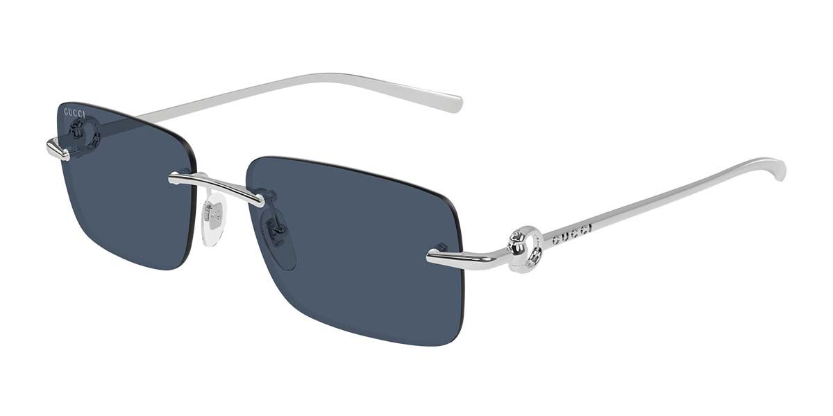 Gucci GG1703S 003, Silver frame, Blue lenses