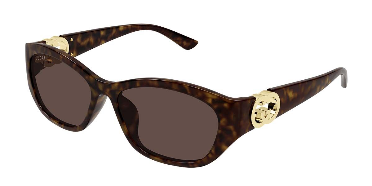 Gucci GG1826SK Asian Fit 002, Tortoiseshell frame, Brown lenses