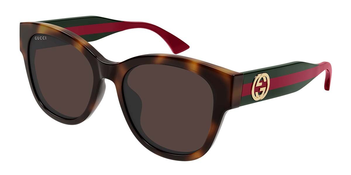 Gucci GG1866SK Asian Fit 002, Tortoiseshell frame, Brown lenses