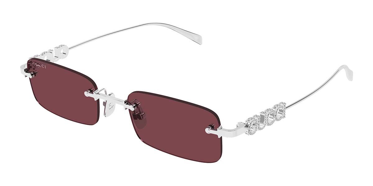 Gucci GG1808S 004, Silver frame, Red lenses