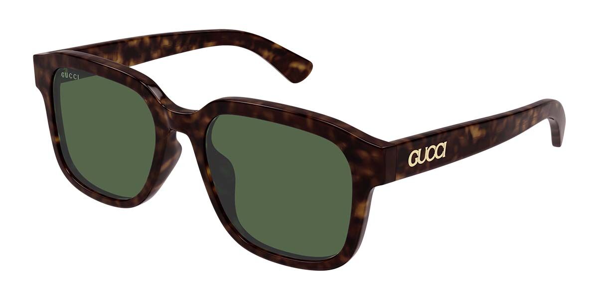 Gucci GG1798SA Asian Fit 002, Tortoiseshell frame, Green lenses