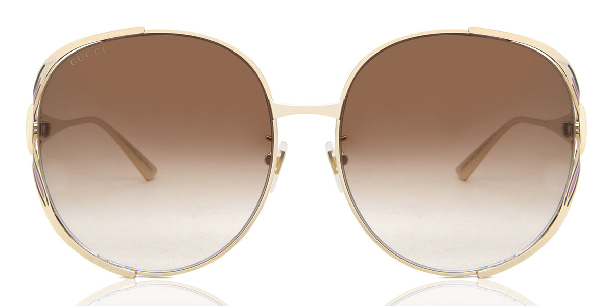Gucci GG0225S 007, Gold frame, Gradient Brown lenses
