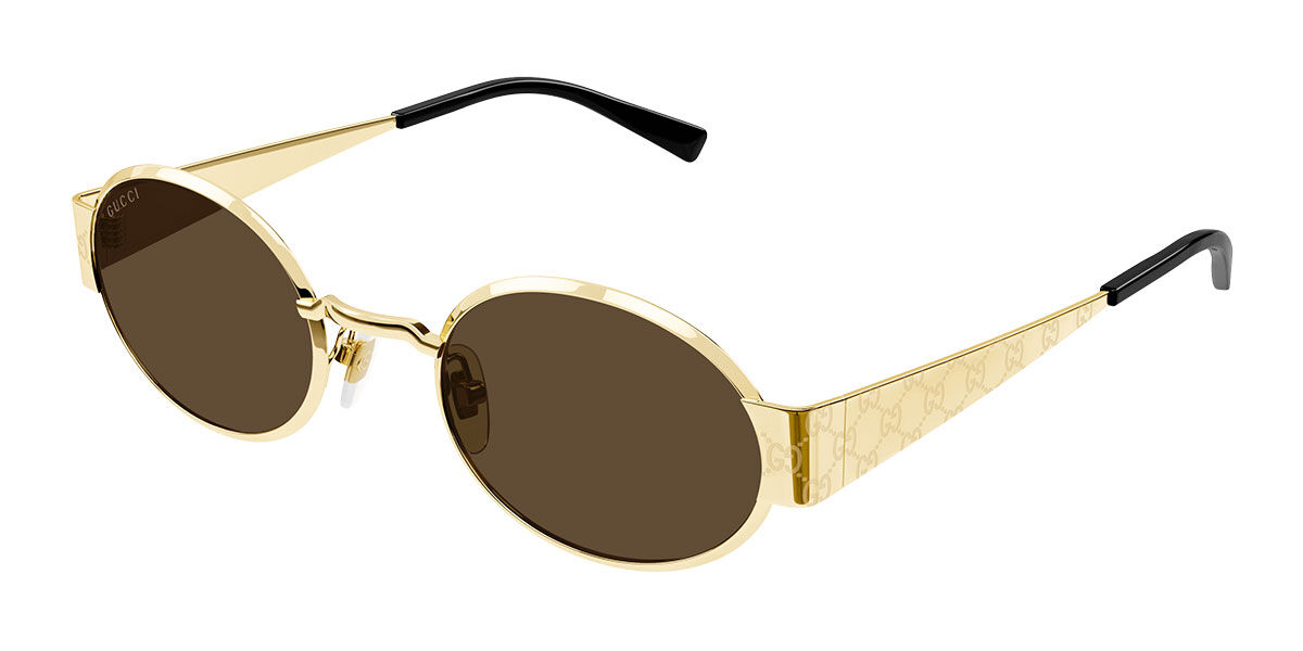 Gucci GG1854S 005, Gold frame, Brown lenses