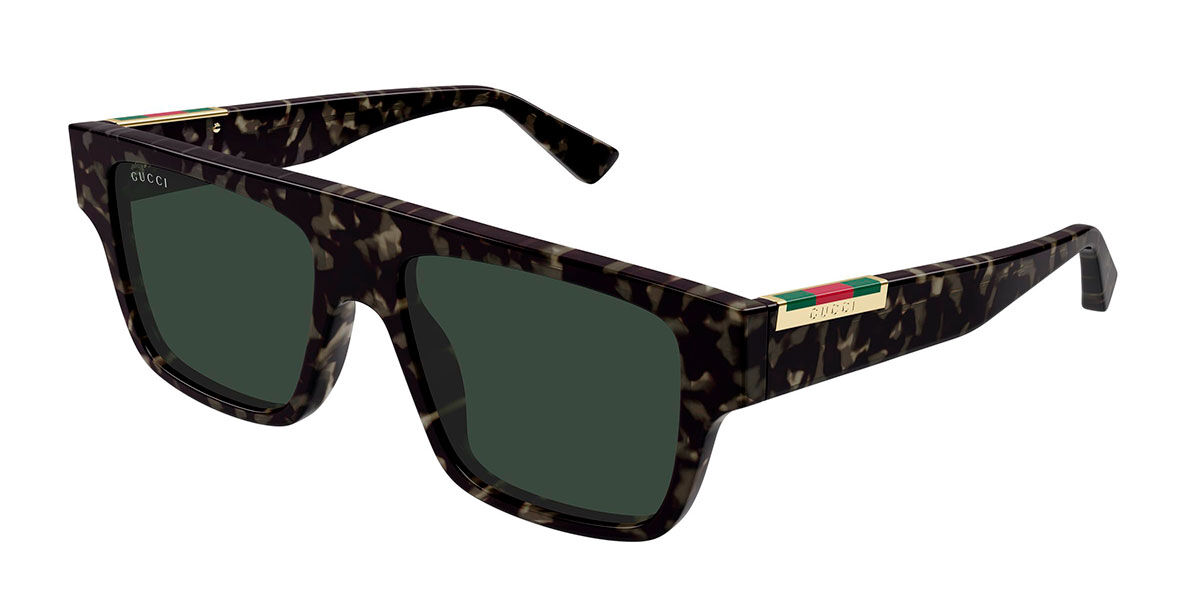Gucci GG1960S 004, Tortoiseshell frame, Green lenses