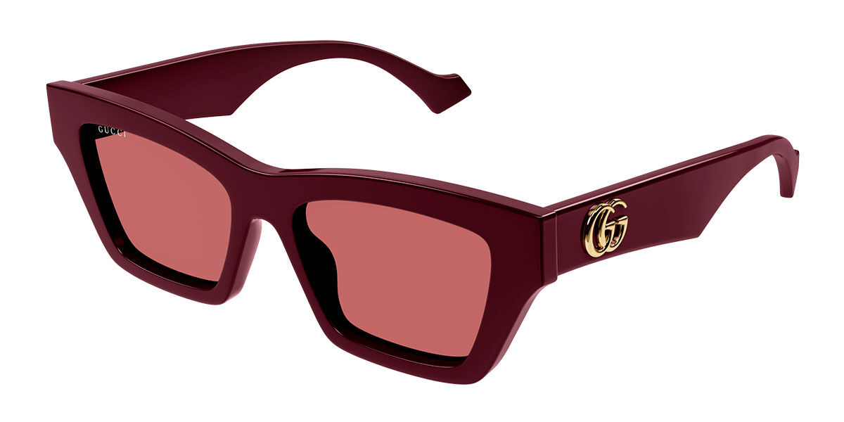Gucci GG1753S Asian Fit 004, Burgundy frame, Brown lenses