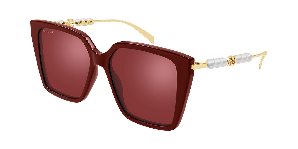 Gucci GG1967S 004, Burgundy frame, Red lenses
